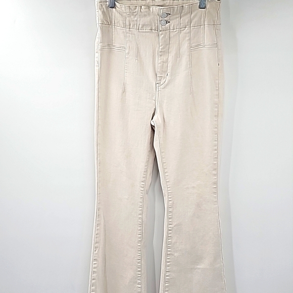 Free People Jayde Flare Leg High Waist Boho 70's Vibe Stretchy Jeans - Picture 1 of 16